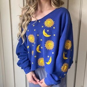 Vintage 90s y2k celestial sweater top cropped boxy style